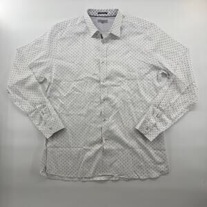 Ted Baker London Men’s Size 6 Button Up Shirt White Geometric Print Long Sleeve